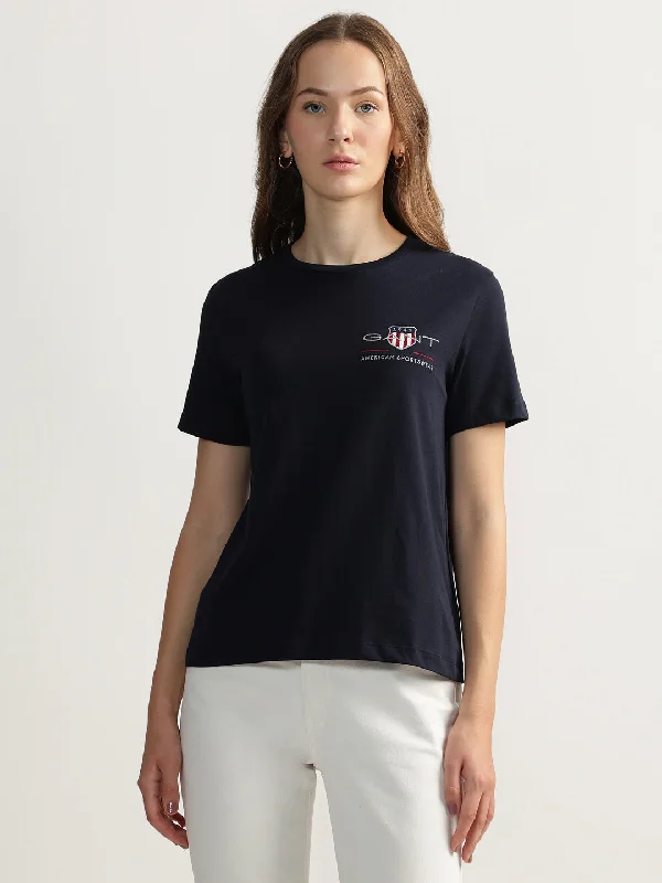Exclusive Savings This Week!Gant Women Blue Solid Round Neck Short Sleeves T-shirt