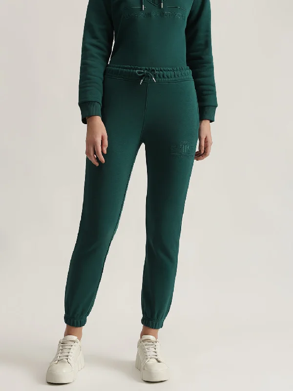 Save More Than Ever!Gant Women Green Solid Jogger Fit Joggers Style Sweatpant