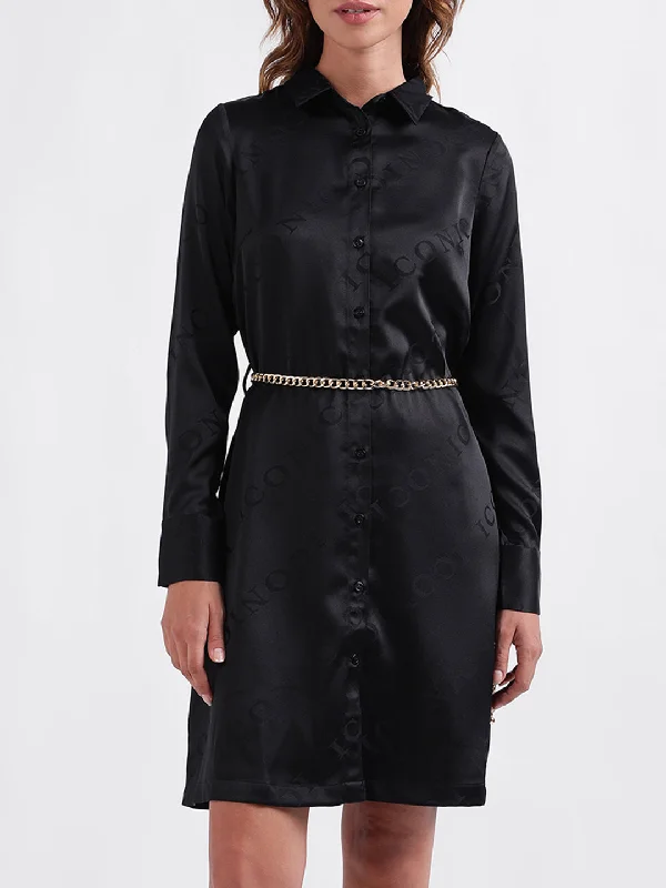 Limited Edition, Limited Price!Iconic Women Solid Full Sleeves Collar Dress