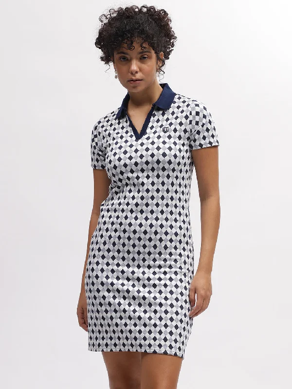 Hurry! While Supplies Last!Iconic Women White Printed Shirt Collar Short Sleeves Dress