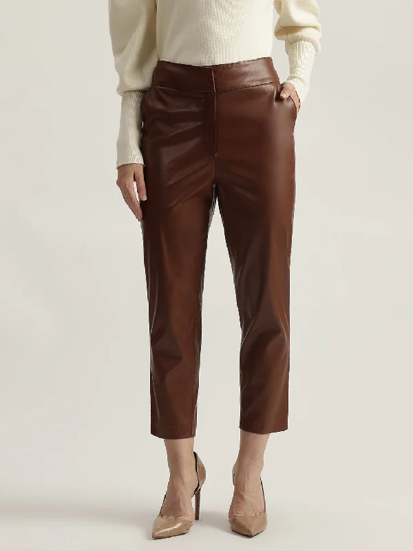 Upgrade for Less!Iconic Women Solid High-Rise Flat-Front Trouser