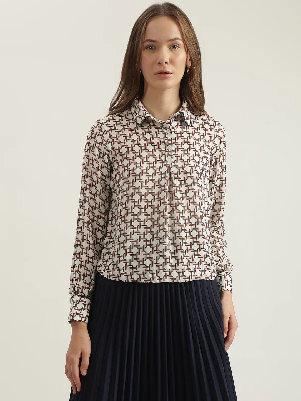 Flash Deals – Act Quickly!Iconic Women Multi Printed Spread Collar Full Sleeves Shirt