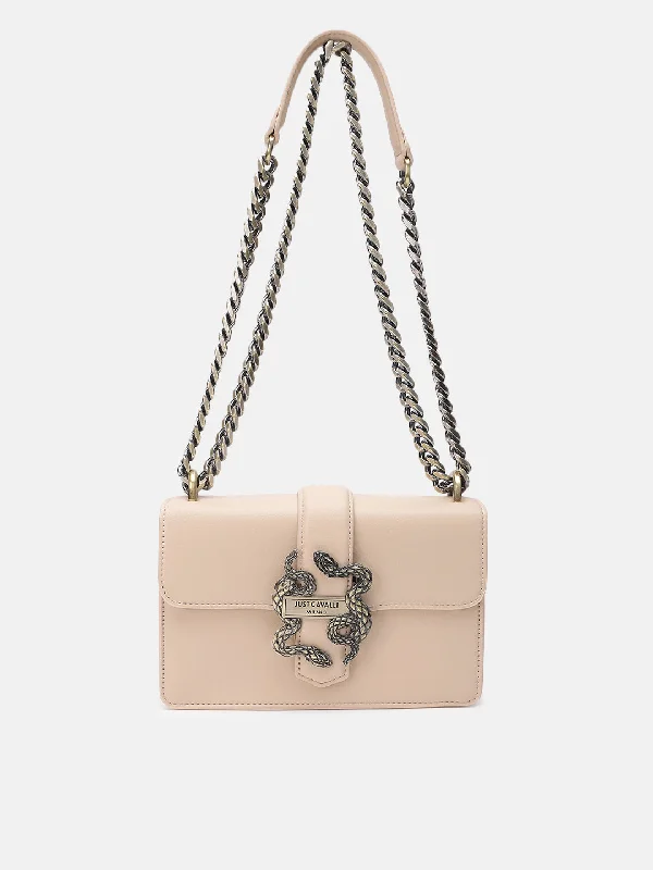 The Best Sale of the Year!Just Cavalli Women Beige Solid Crossbody Bag