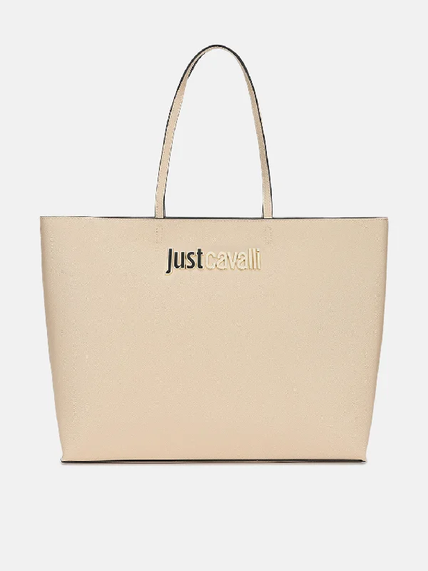 The Best Offers Are Here!Just Cavalli Women Beige Solid Tote Bag