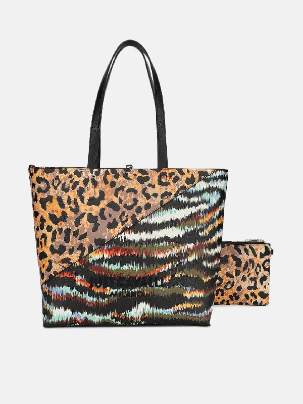 Lowest Prices Guaranteed!Just Cavalli Women Multi Printed Tote Bag
