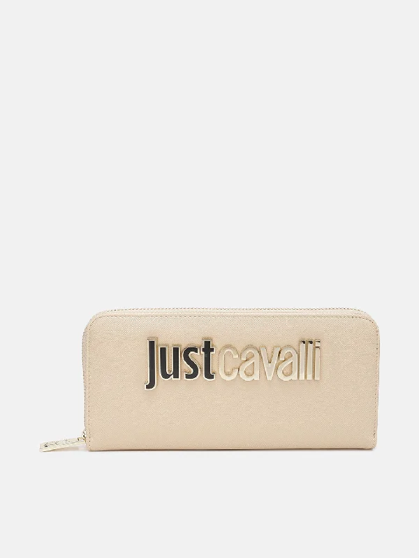 Flash Sale – Act Fast!Just Cavalli Women Beige Solid Zip Around Wallet