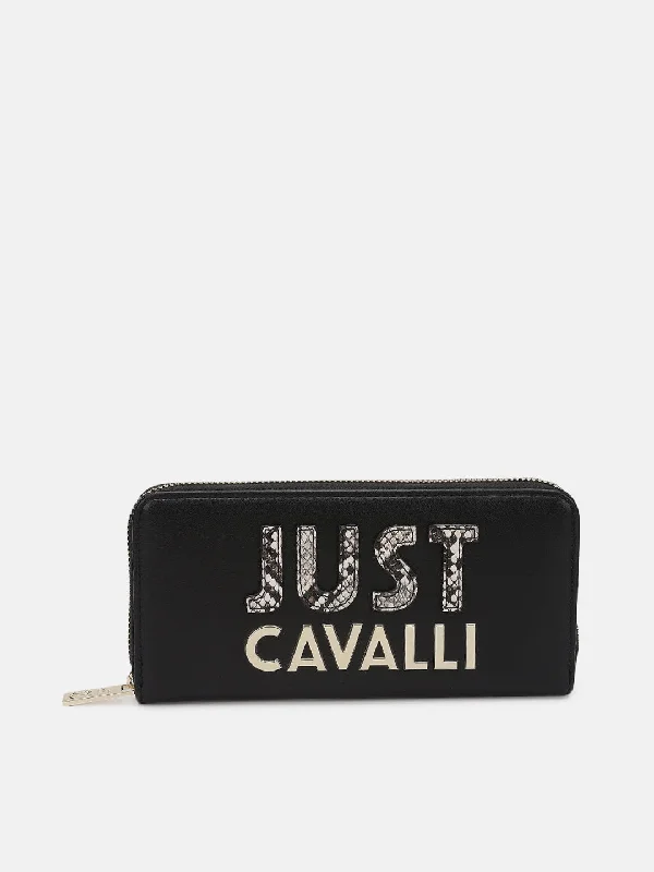 Unbeatable Prices!Just Cavalli Women Black Solid Zip Around Wallet