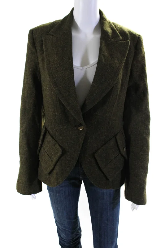 Your Shopping Wish, Our Discount Command!KaufmanFranco Womens Peak Lapel Woven Blazer Jacket Dark Green Brown