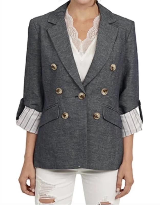 The Best Deals Won’t Wait!Linen Blend Blazer In Denim
