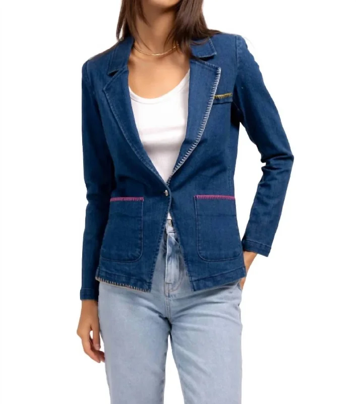 Seasonal Sale – Shop Now!Mallory Whipstitch Denim Blazer In Blue
