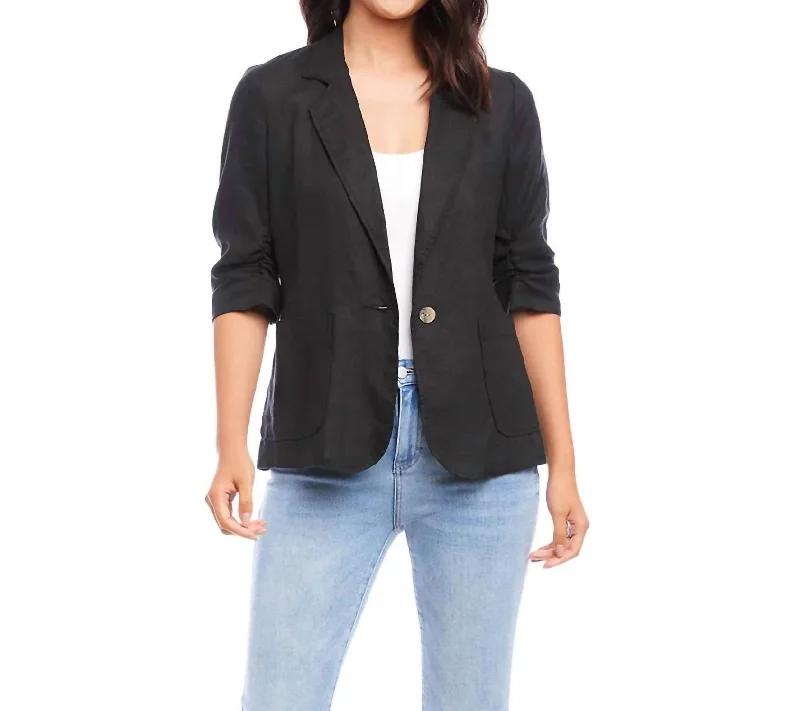 Limited Edition, Limited Price!Ruched Sleeve Jacket In Black
