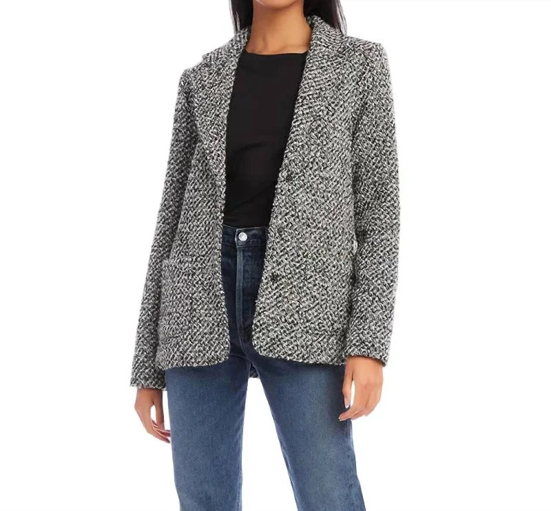 Stock Up and Save!Tailored Blazer In Black,off White
