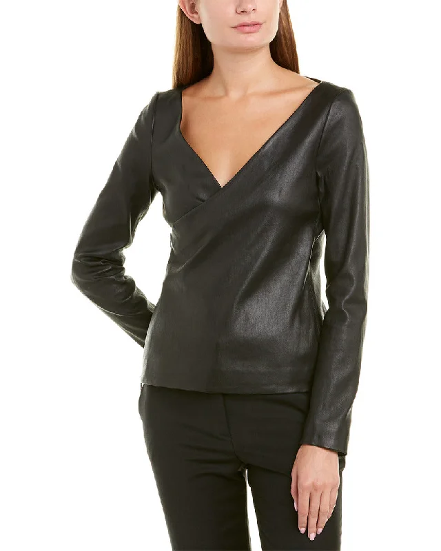 Savings You Can’t Ignore!Theory Fitted Leather Wrap Jacket