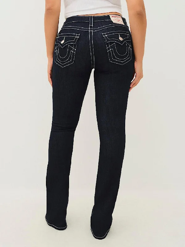Amazing Prices You Can’t Resist!True Religion Women Blue Solid Boot Cut Mid-Rise Jeans