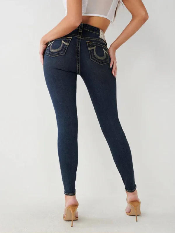 Score Big Savings Today!True Religion Women Blue Solid Skinny Fit Mid-Rise Jeans