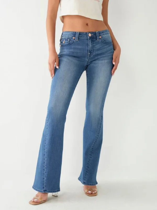 Special Offer – Act Fast!True Religion Women Blue Washed Flare Fit Jeans
